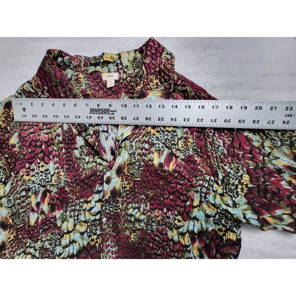 Anthropologie Tiny Womens XL Multicolor Abstract Short Sleeve Button-Down Blouse - Picture 6 of 8